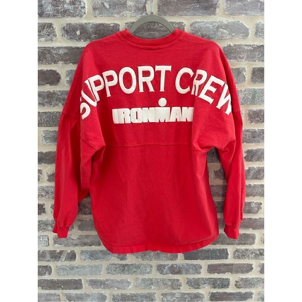 Spirit Jersey Iron Man Support Crew Red Long Sleeve T-Shirt Size Medium
